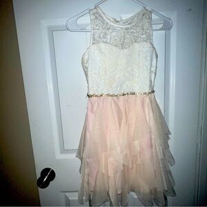 Girls Formal White & Pink Dress Size 10 by Tween Diva